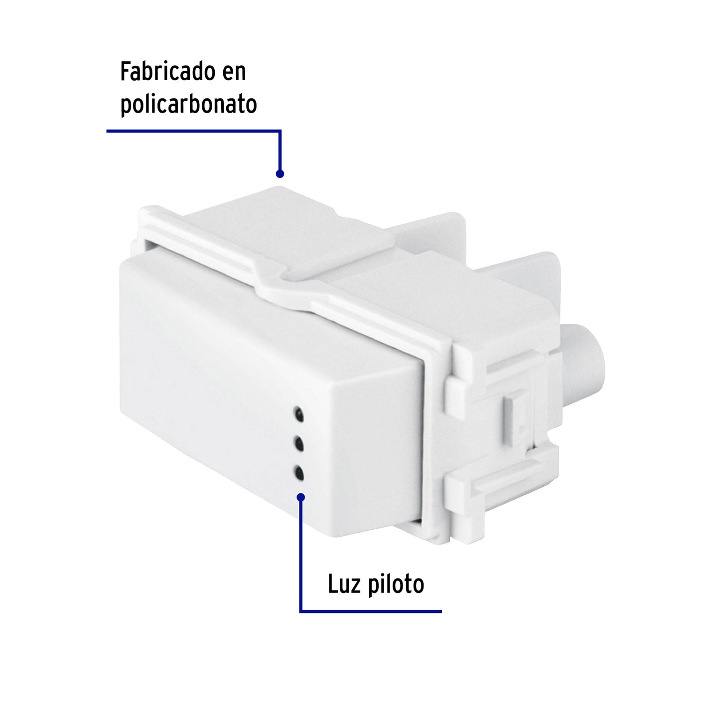 Interruptor sencillo con luz piloto, línea Italiana, blanco APSEP-IB 48053 MM00