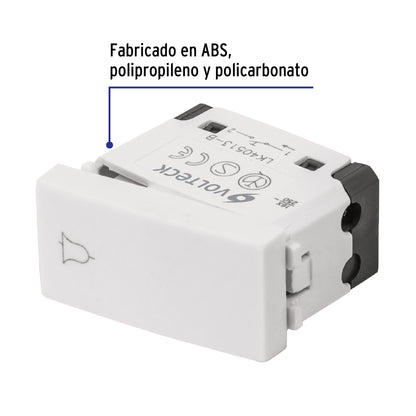 Interruptor para timbre, línea Oslo, color blanco, Volteck APTI-OB 48323 MM00