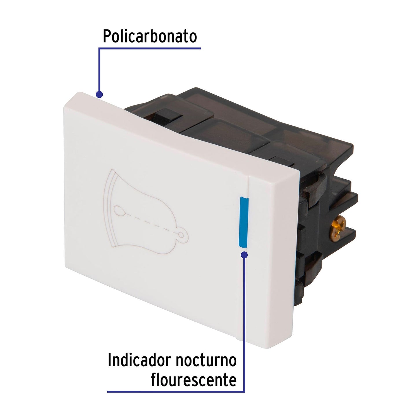 Interruptor para timbre, 1.5 módulos, línea Española, blanco APTI15-EB 47053 MM00