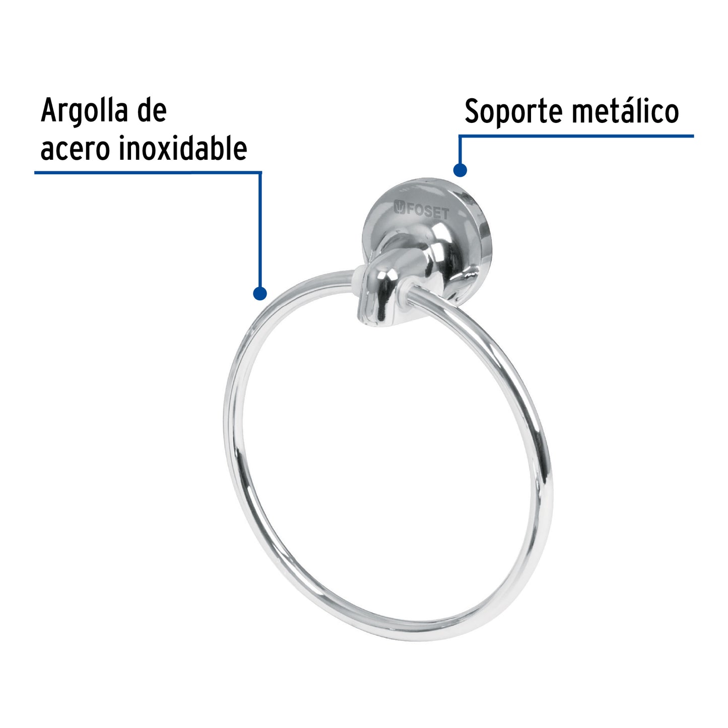 Toallero de argolla de acero inoxidable, Foset Aqua AQA-77 49396 MM00