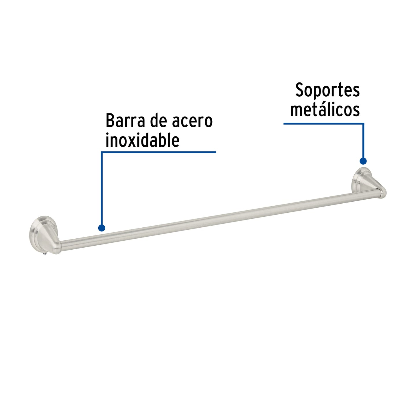 Toallero de barra metálico acabado satín, Foset Aqua AQA-86N 45994 MM00