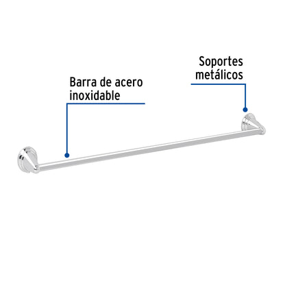 Toallero de barra metálico acabado cromo, Foset Aqua AQA-86 45992 MM00