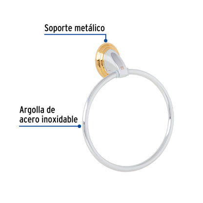 Toallero argolla metálico acabado cromo-oro, Foset Aqua AQA-87G 45997 MM00