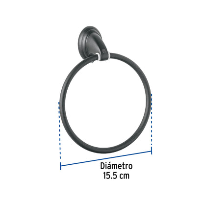 Toallero argolla metálico acabado negro, Foset Aqua AQA-87M 45999 MM00