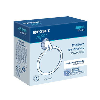 Toallero argolla metálico acabado cromo, Foset Aqua AQA-87 45996 MM00