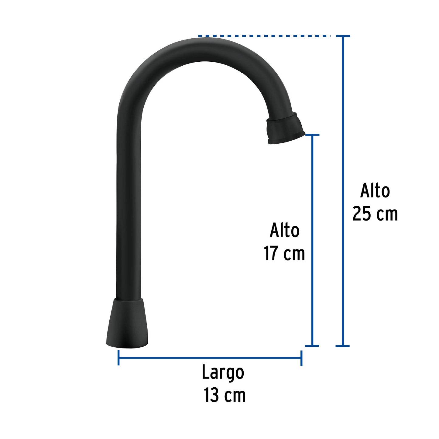 Cuello tipo bar para mezcladora de lavabo, negro mate, Aqua AQCR-60M 46725 MM00