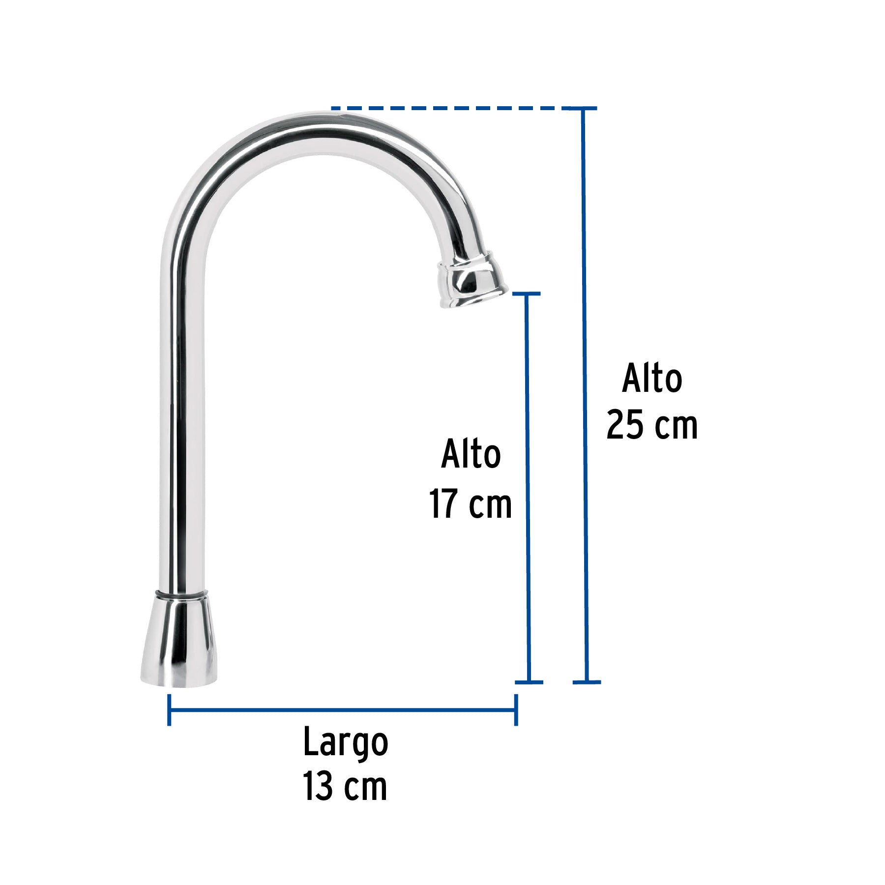 Cuello tipo bar para mezcladora de lavabo, cromo, Aqua AQCR-60 49790 MM00