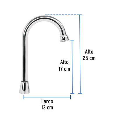 Cuello tipo bar para mezcladora de lavabo, cromo, Aqua AQCR-60 49790 MM00