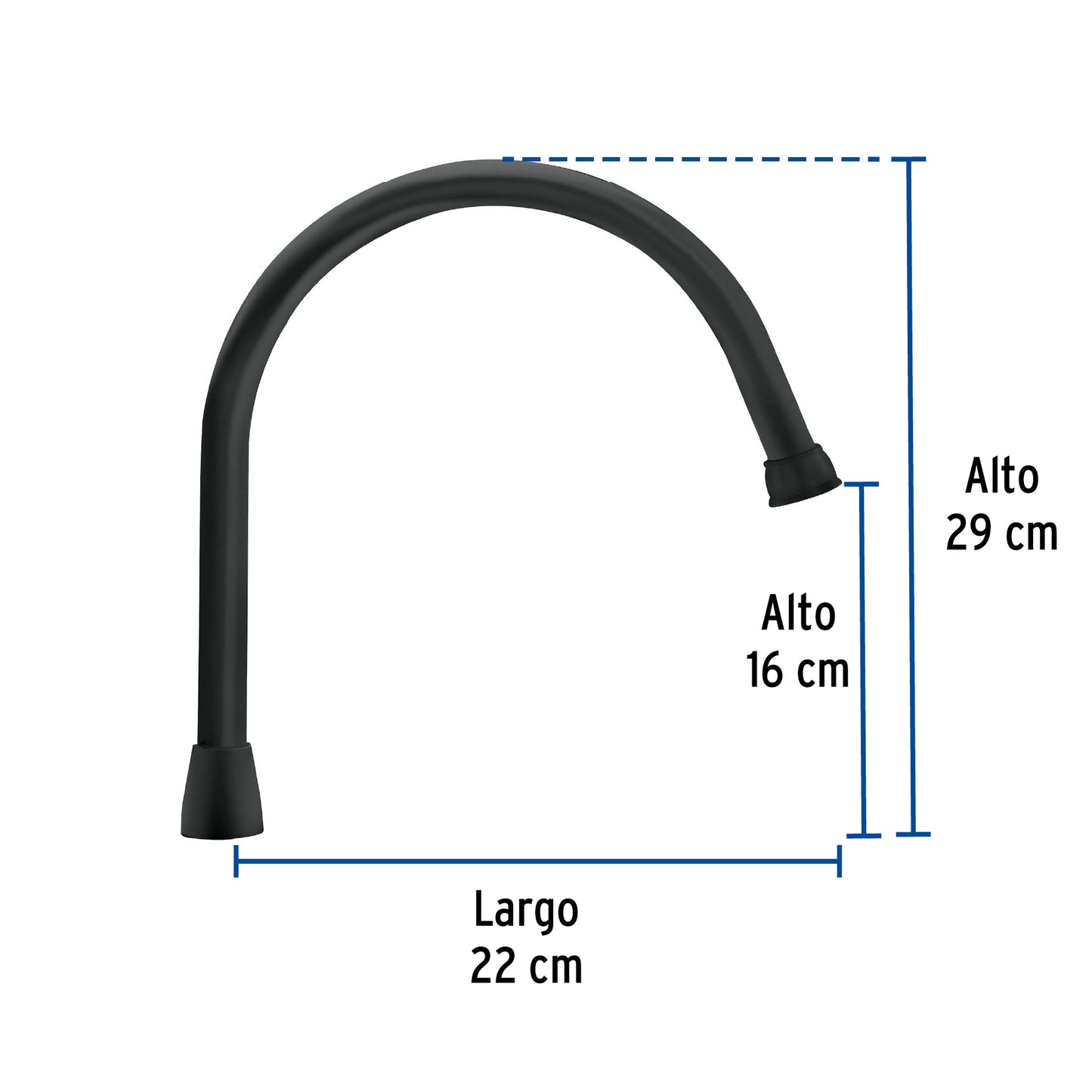 Cuello largo para mezcladora de fregadero, negro mate, Aqua AQCR-80M 46727 MM00