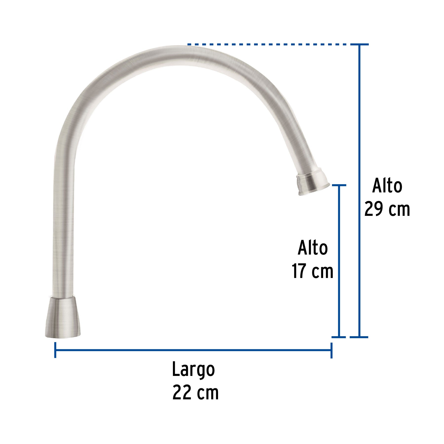 Cuello largo para mezcladora de fregadero, satín, Aqua AQCR-80N 46726 MM00