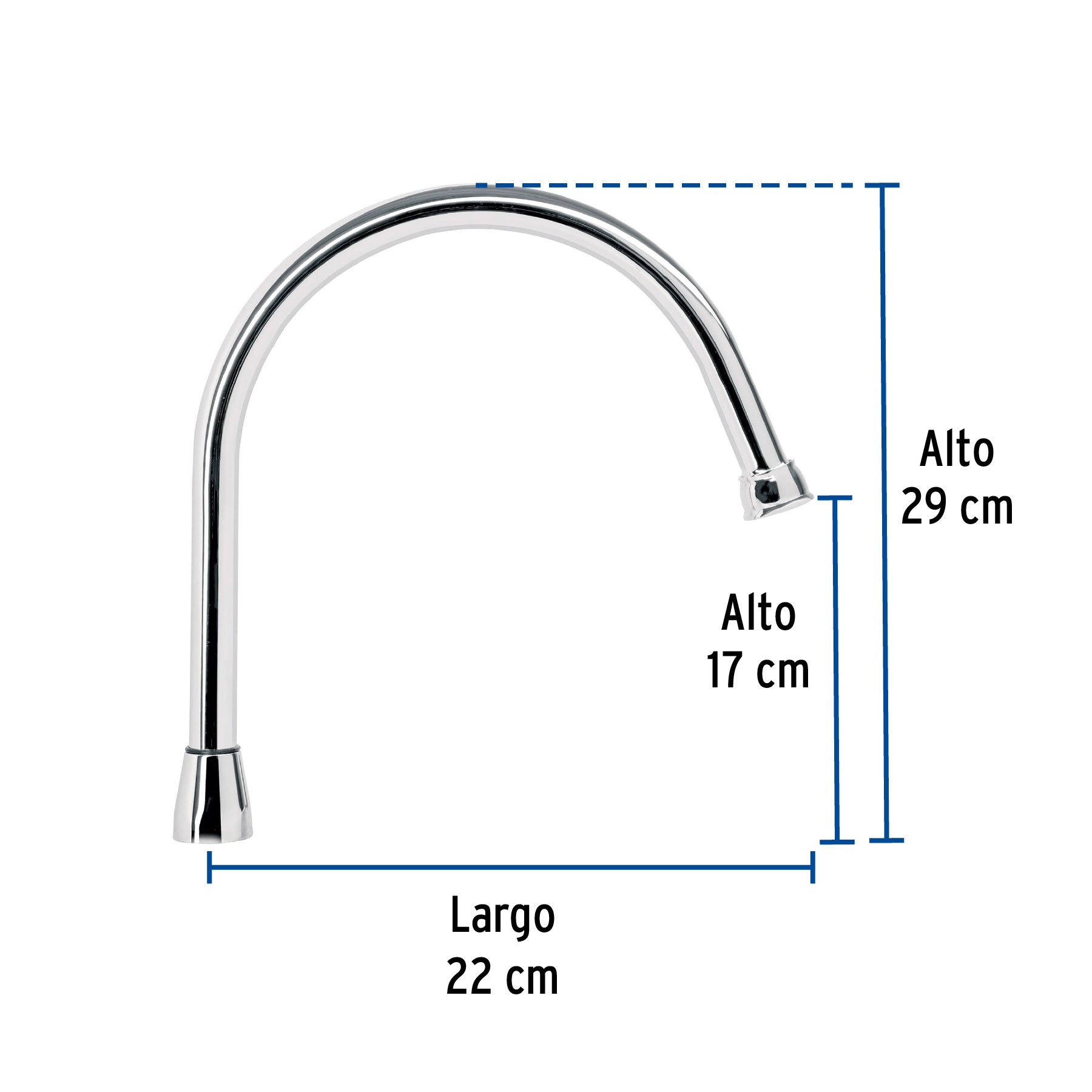 Cuello largo para mezcladora de fregadero, cromo, Aqua AQCR-80 49791 MM00