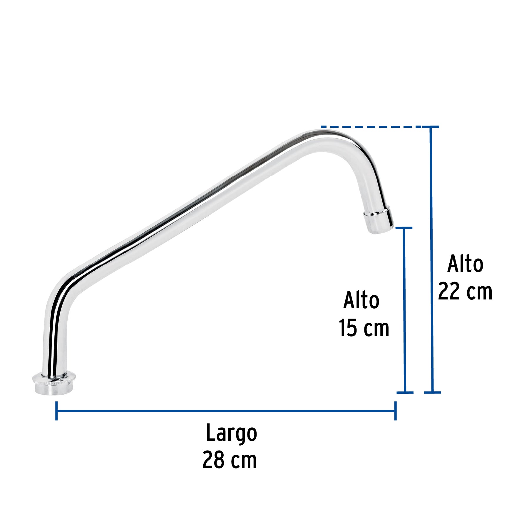 Cuello estándar para mezcladora de fregadero, cromo, Aqua AQCR-86 44481 MM00