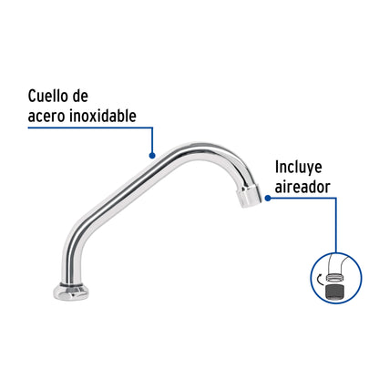 Cuello corto para mezcladora de fregadero, cromo, Aqua AQCR-92 49360 MM00