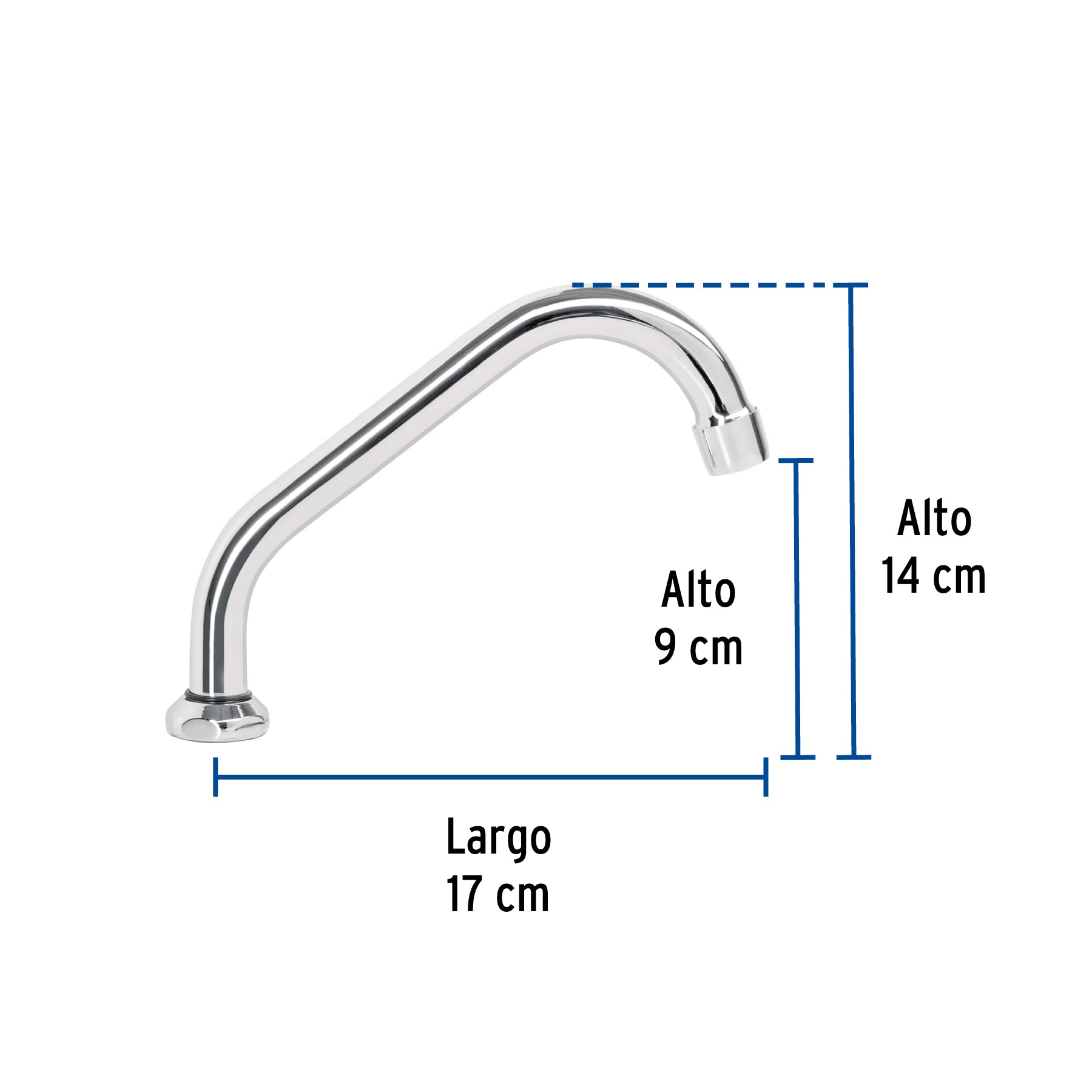 Cuello corto para mezcladora de fregadero, cromo, Aqua AQCR-92 49360 MM00