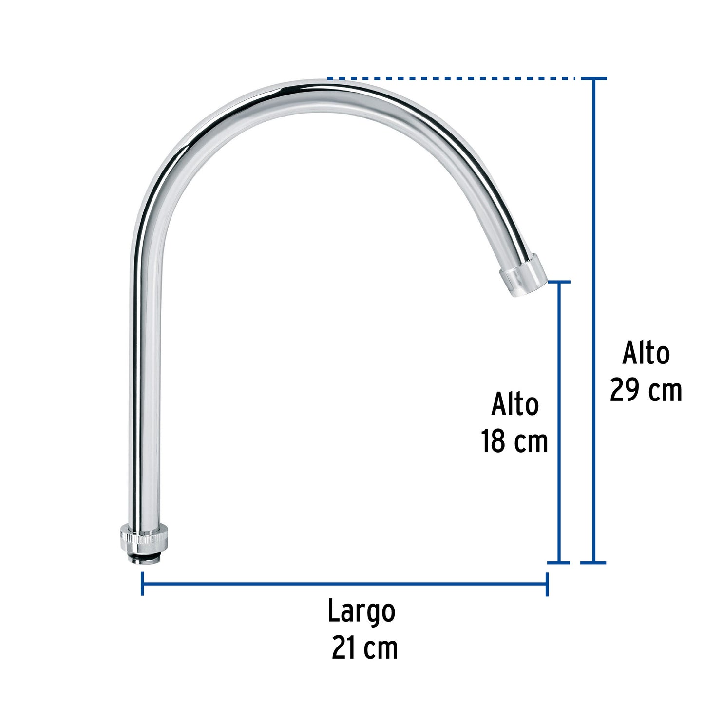 Cuello curvo para mezcladora de fregadero, cromo, Aqua AQCR-93 46729 MM00