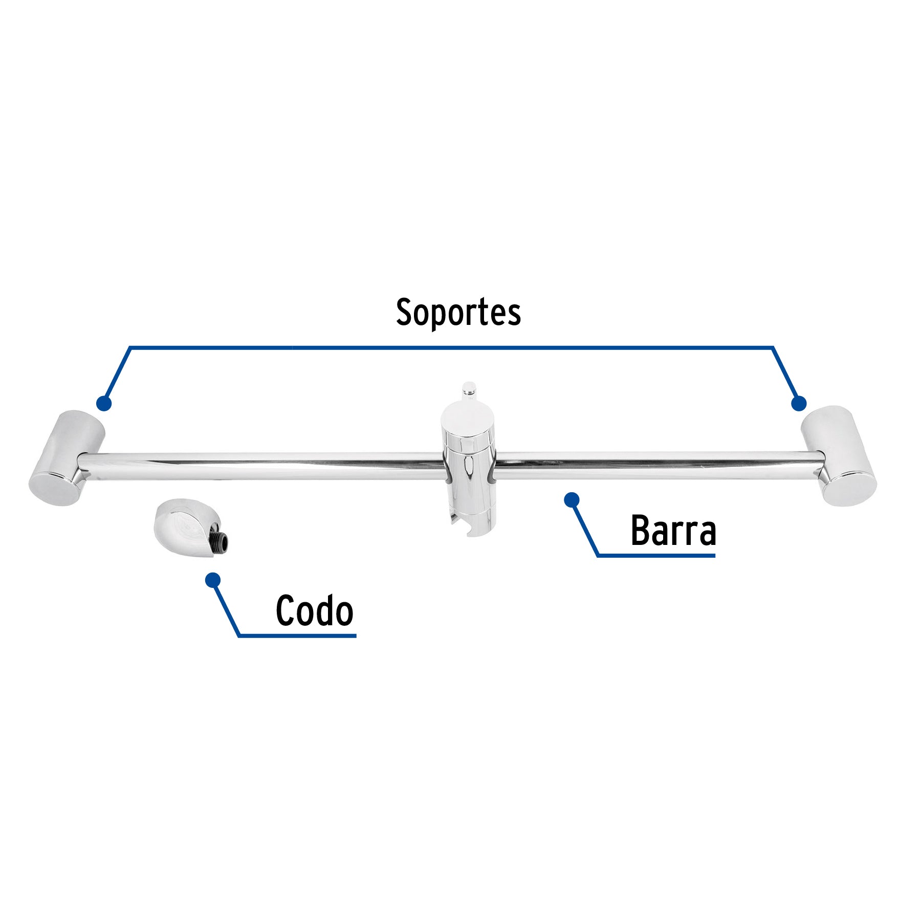 Barra mural con codo, cromo, Foset Riviera AR-02 45090 MM00