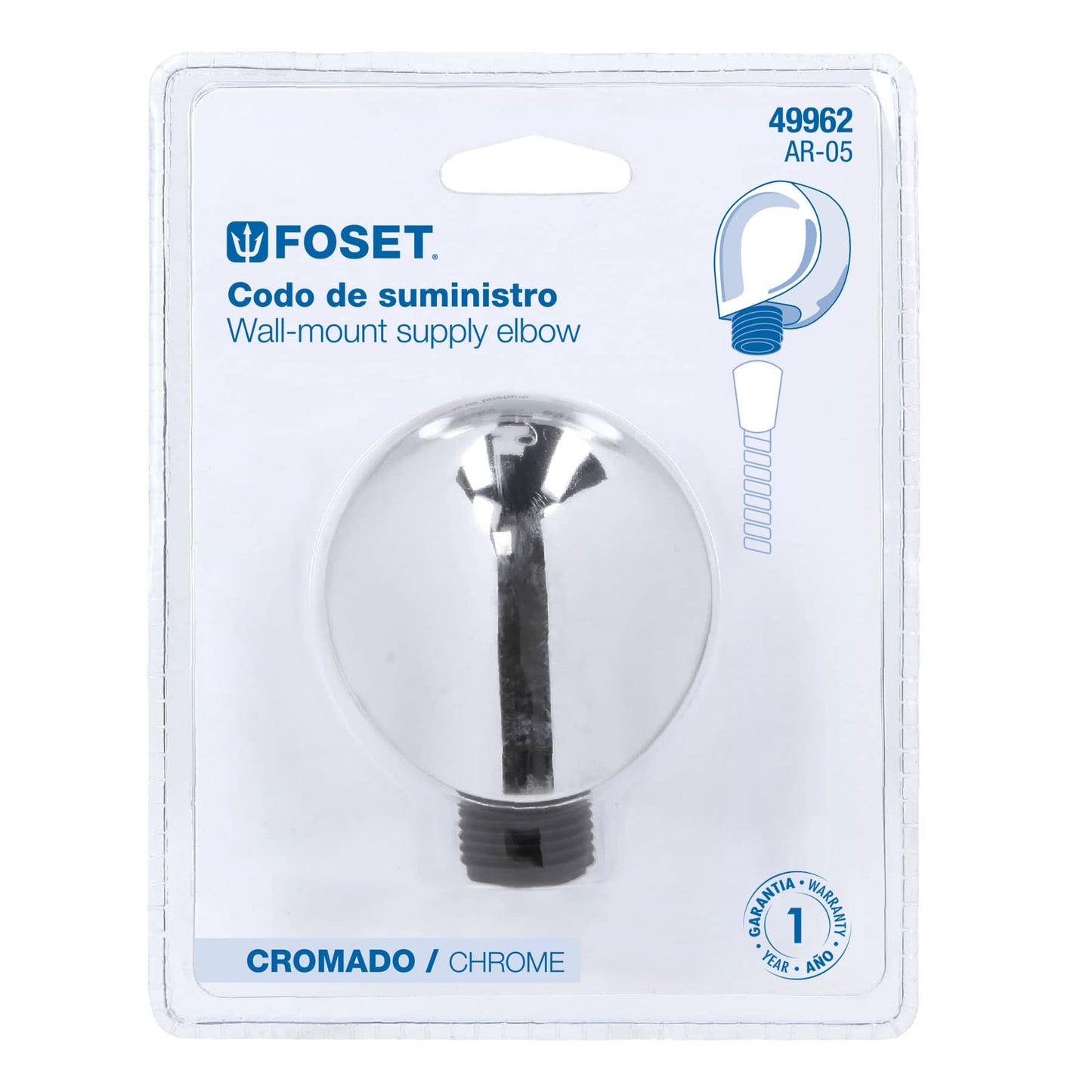 Codo de suministro, cromo, Foset Riviera AR-05 49962 MM00