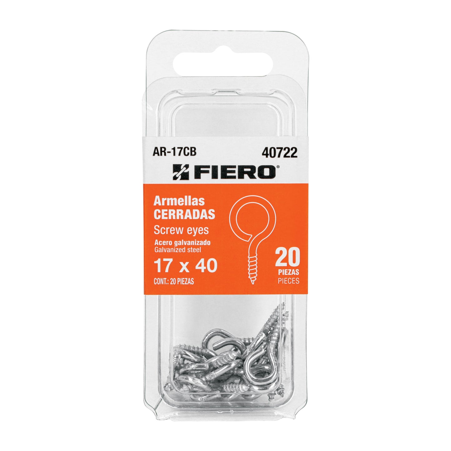 Blíster con 20 armellas cerradas de 17 x 40, Fiero AR-17CB 40722 MM00