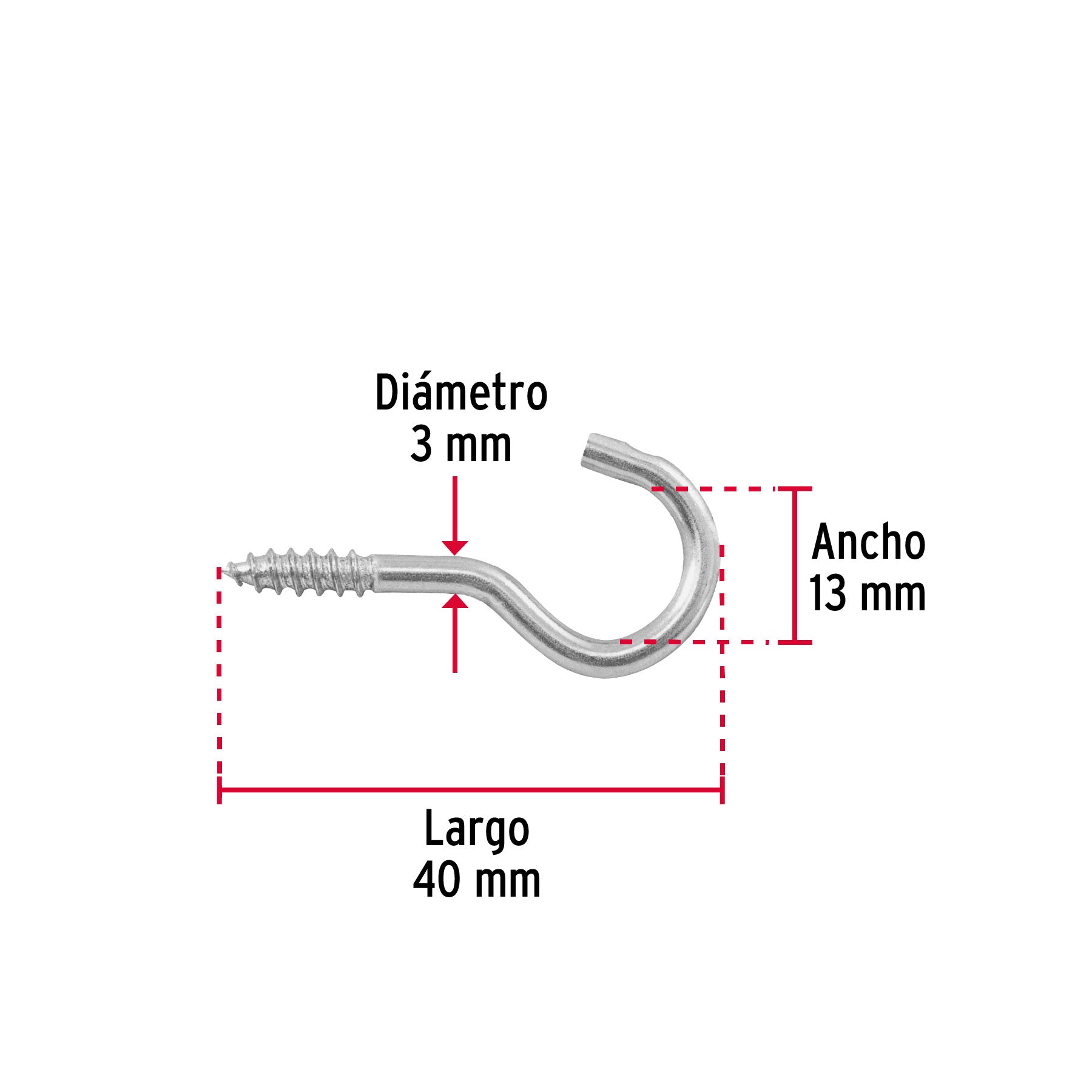 Blíster con 10 armellas abiertas de 18 x 50, Fiero AR-18AB 40728 MM00