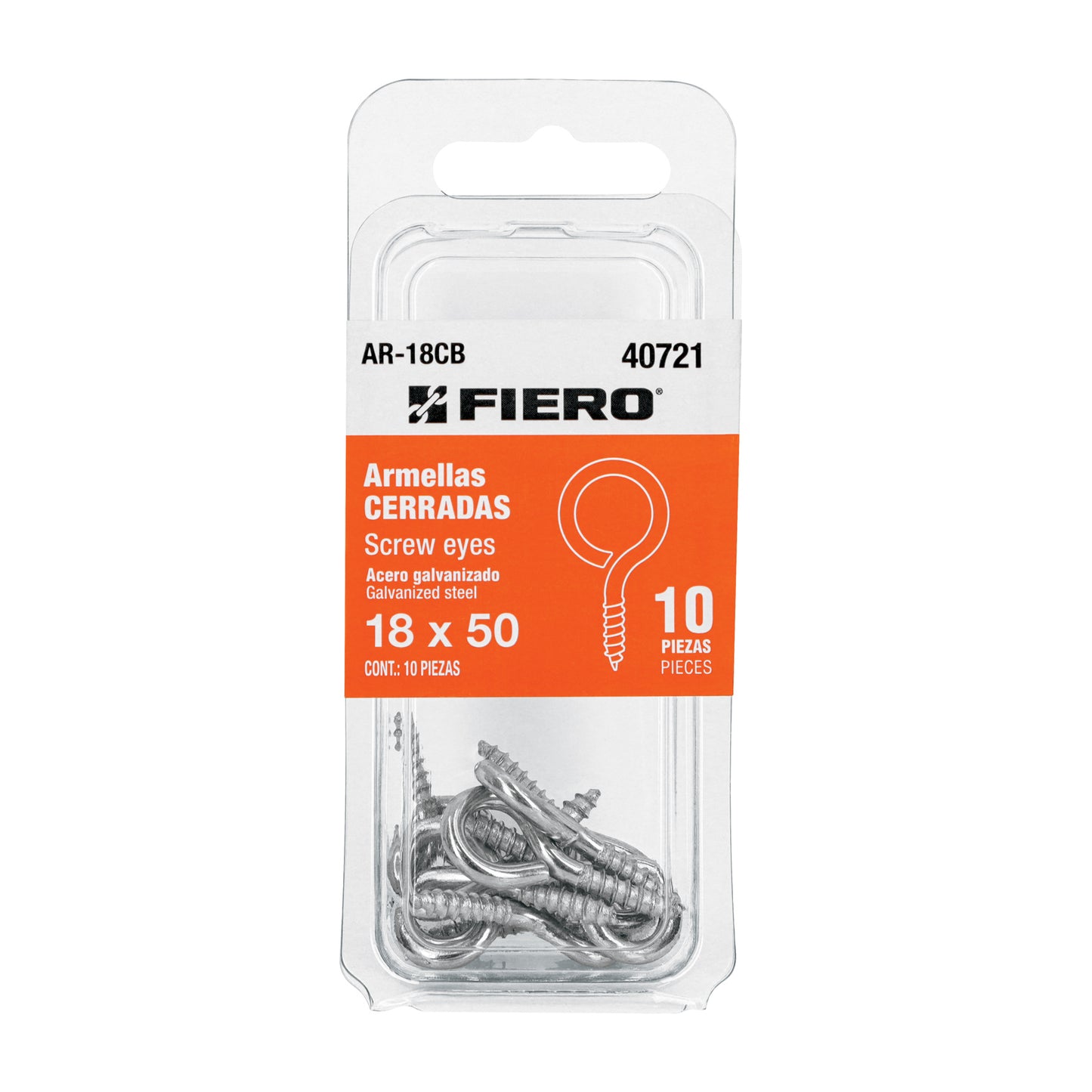 Blíster con 10 armellas cerradas de 18 x 50, Fiero AR-18CB 40721 MM00