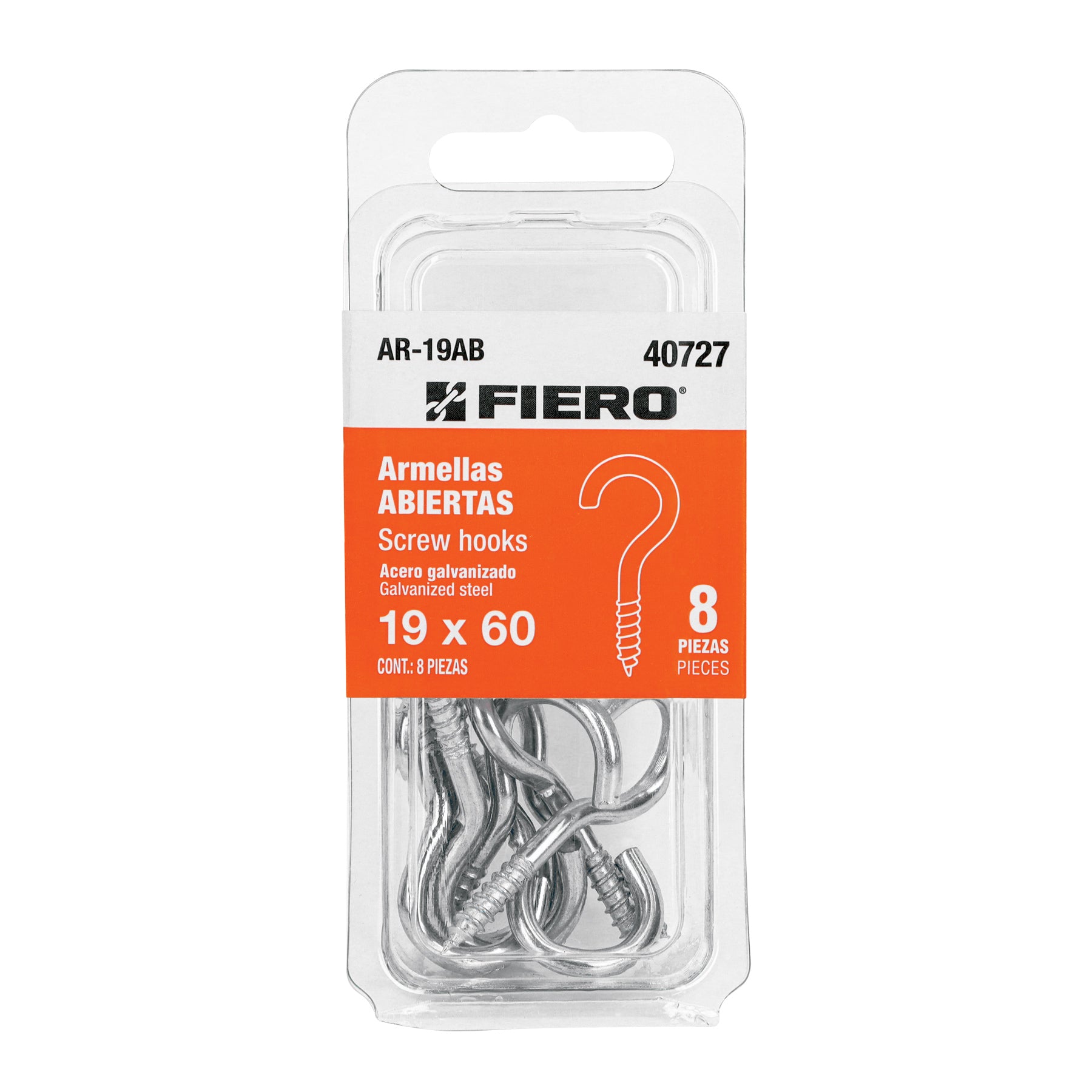 Blíster con 8 armellas abiertas de 19 x 60, Fiero AR-19AB 40727 MM00