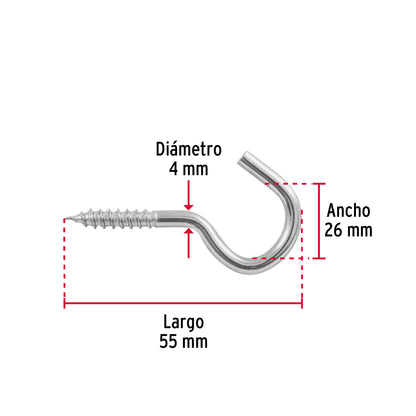 Blíster con 4 armellas abiertas de 21 x 80, Fiero AR-21AB 40725 MM00