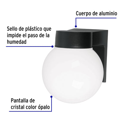 Arbotante de LED 8 W tipo globo luz cálida, Volteck ARB-001L 46344 MM0