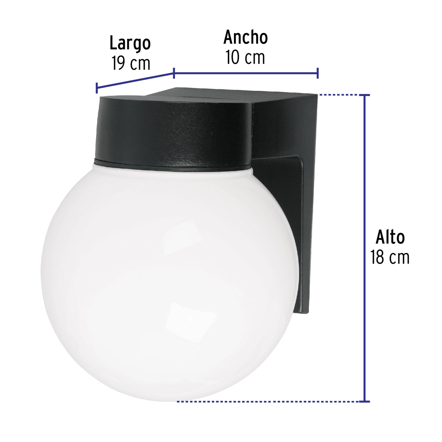 Arbotante de LED 8 W tipo globo luz cálida, Volteck ARB-001L 46344 MM0