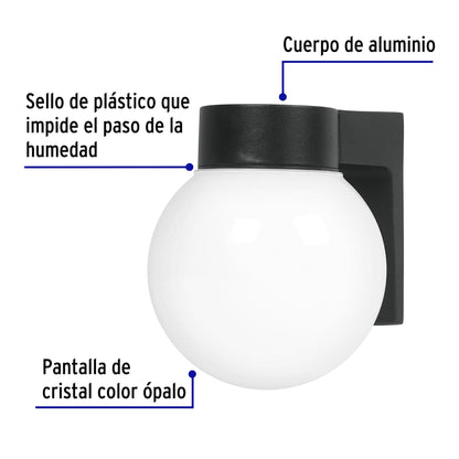 Arbotante de pared tipo globo, lámpara no incluida, Volteck ARB-001S 47286 MM0