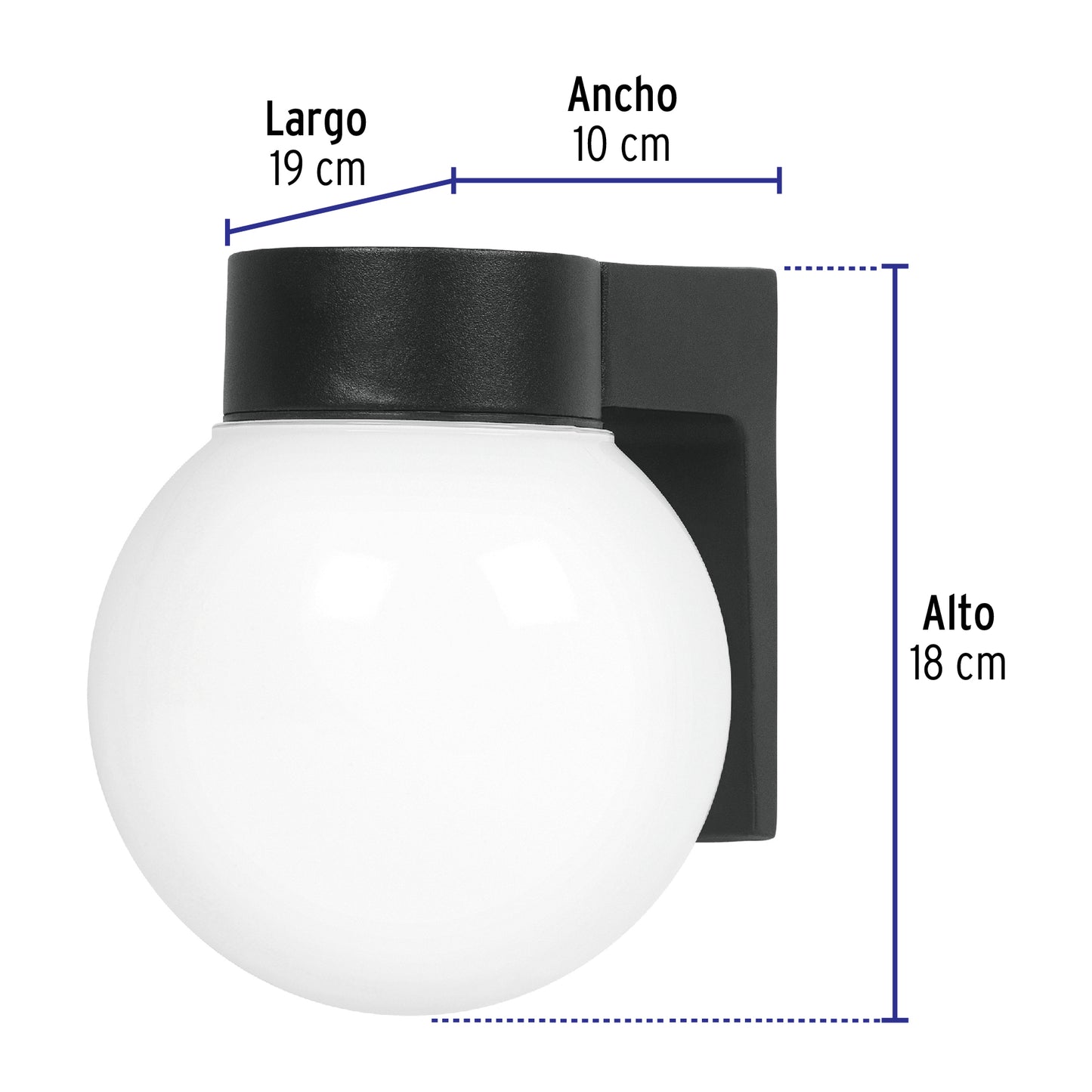 Arbotante de pared tipo globo, lámpara no incluida, Volteck ARB-001S 47286 MM0