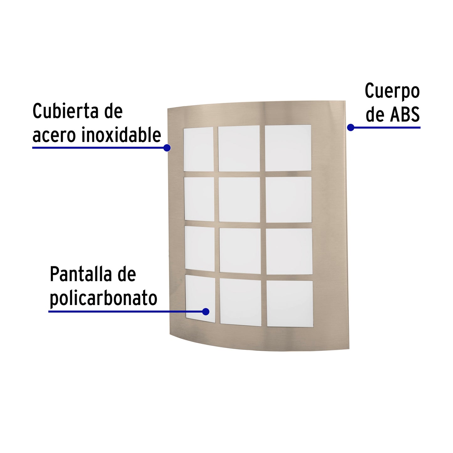 Arbotante decorativo de LED 15 W acero inoxidable luz cálida ARB-003L 48011 MM0