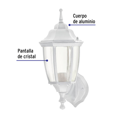 Arbotante tipo farol tradicional soportado p/exterior blanco ARB-100S 47288 MM0