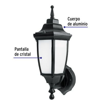 Arbotante de LED 8 W tipo farol soportado negro, Volteck ARB-101L 46341 MM0