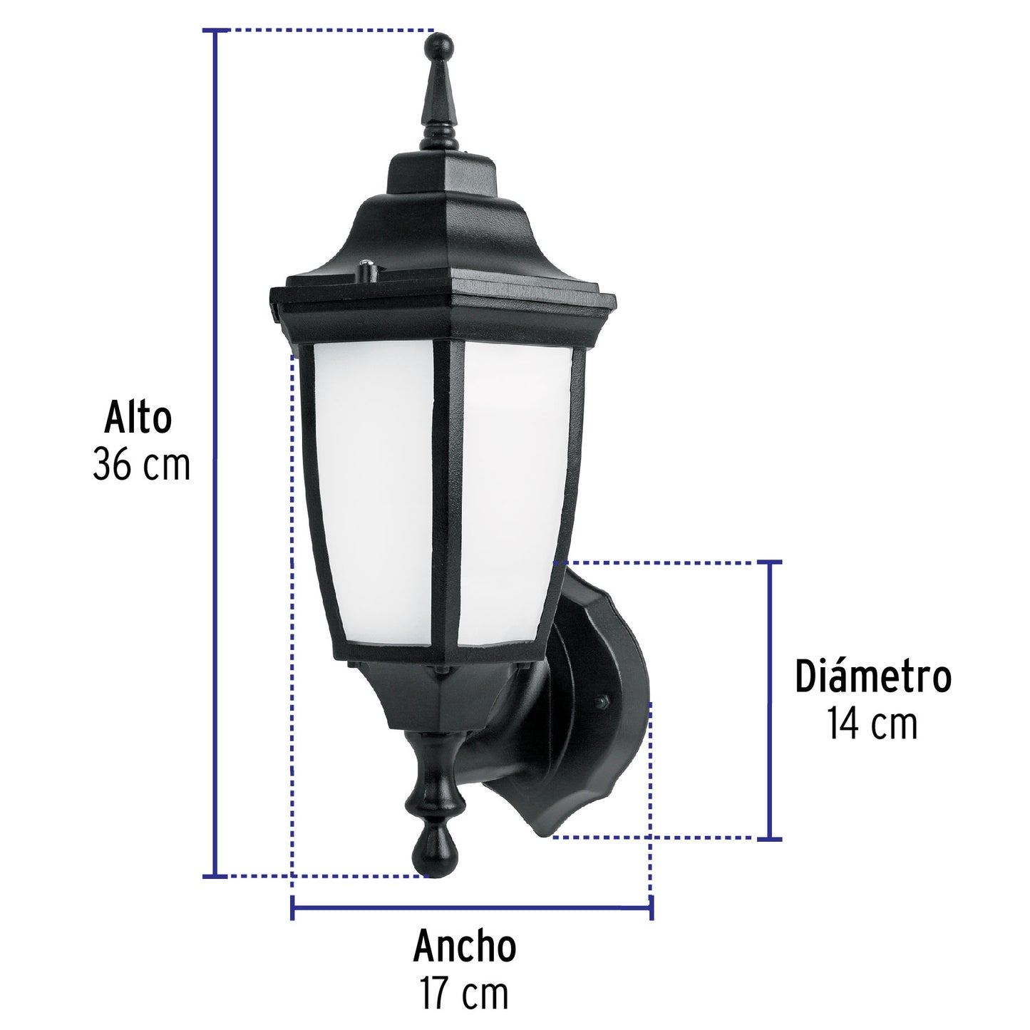 Arbotante de LED 8 W tipo farol soportado negro, Volteck ARB-101L 46341 MM0