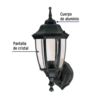 Arbotante tipo farol tradicional soportado p/exterior, negro ARB-101S 47289 MM0