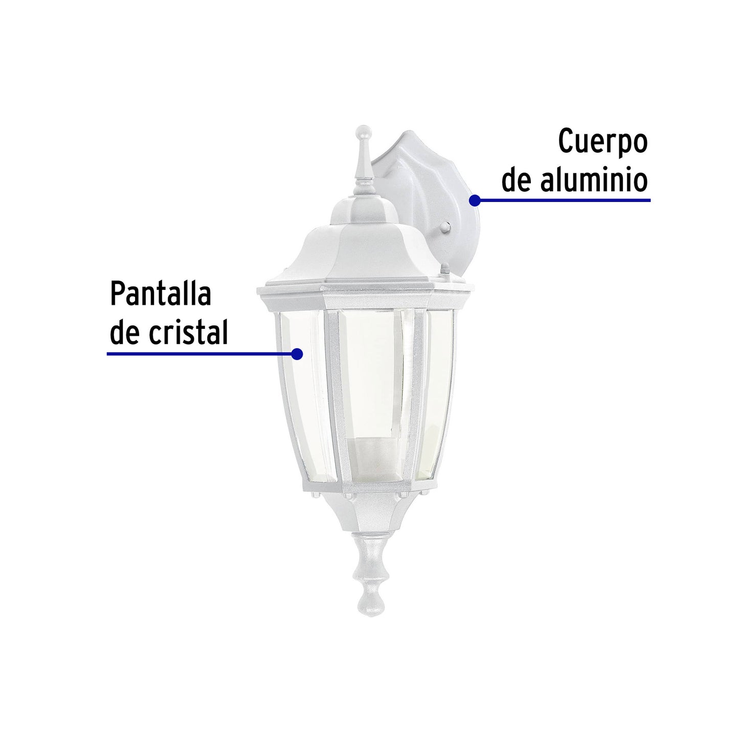 Arbotante tipo farol tradicional suspendido p/exterior, bco. ARB-102S 47290 MM0