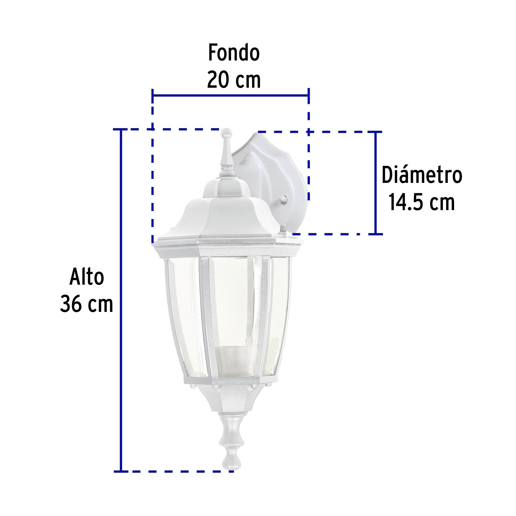 Arbotante tipo farol tradicional suspendido p/exterior, bco. ARB-102S 47290 MM0