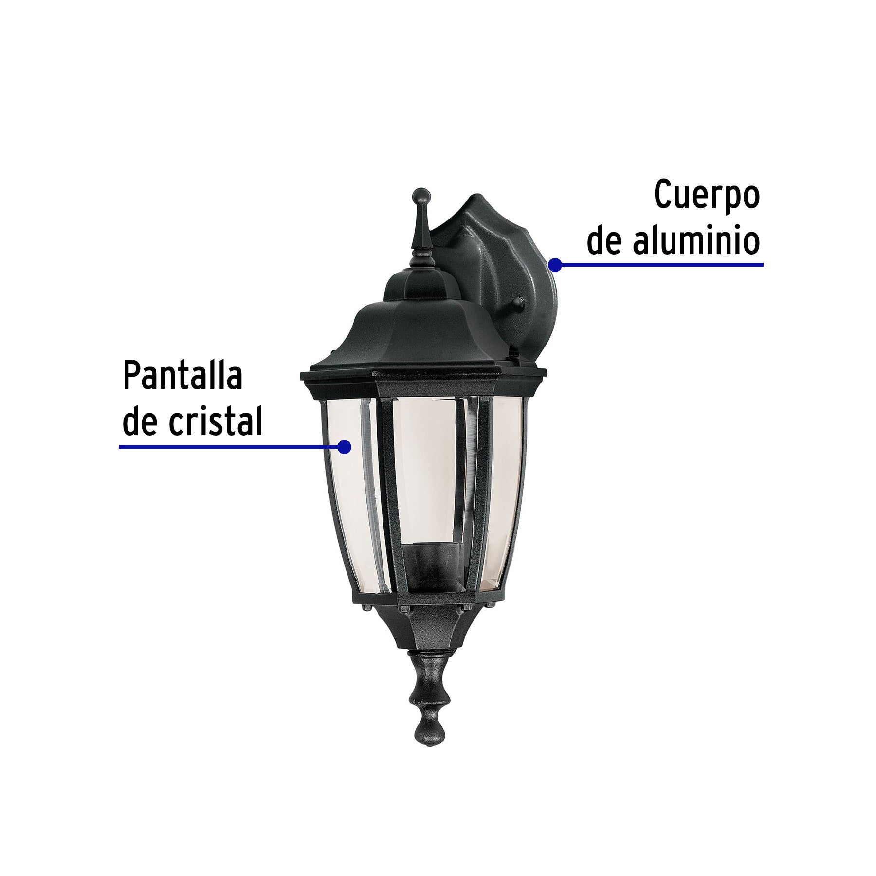 Arbotante tipo farol tradicional suspendido p/exterior negro ARB-103S 47291 MM0