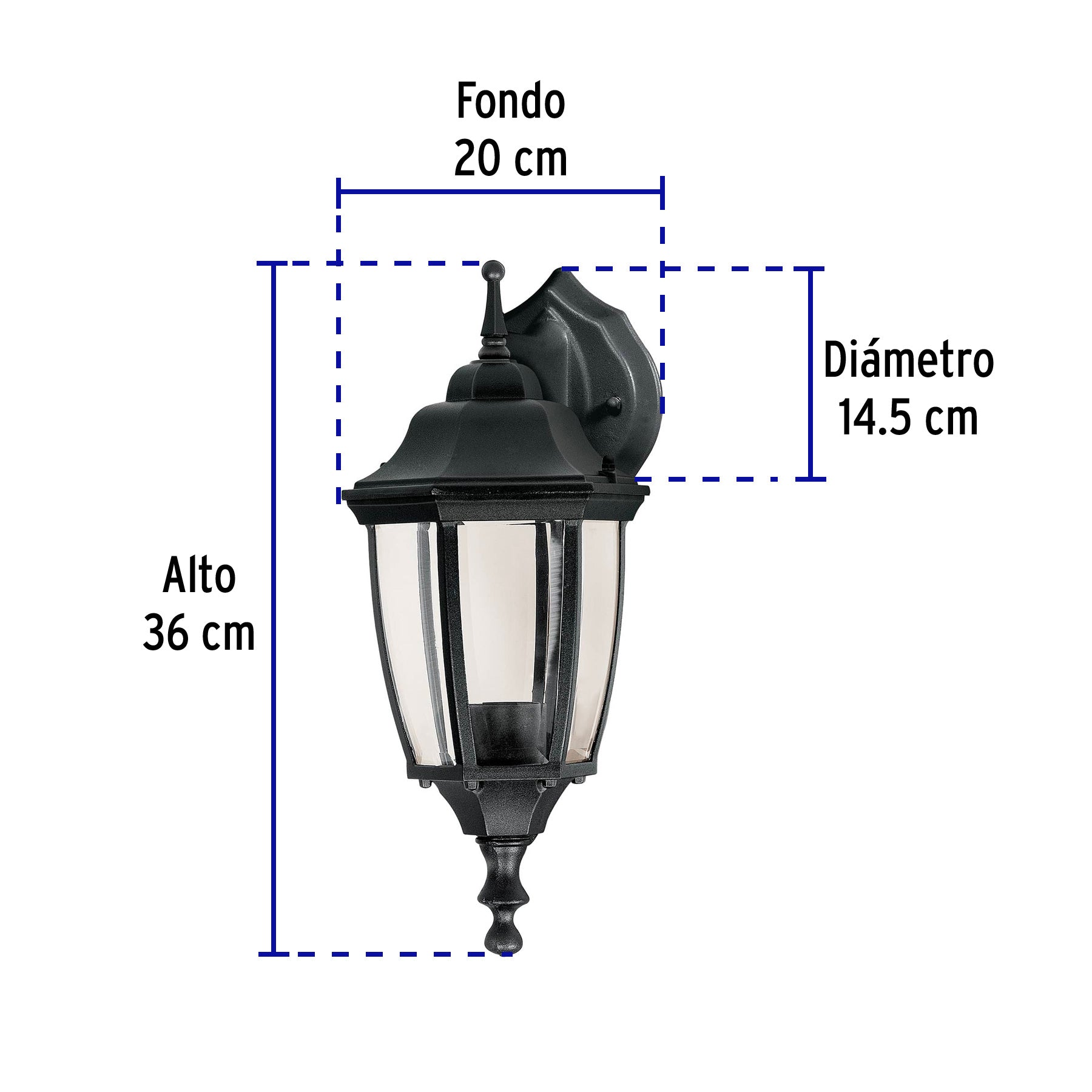 Arbotante tipo farol tradicional suspendido p/exterior negro ARB-103S 47291 MM0