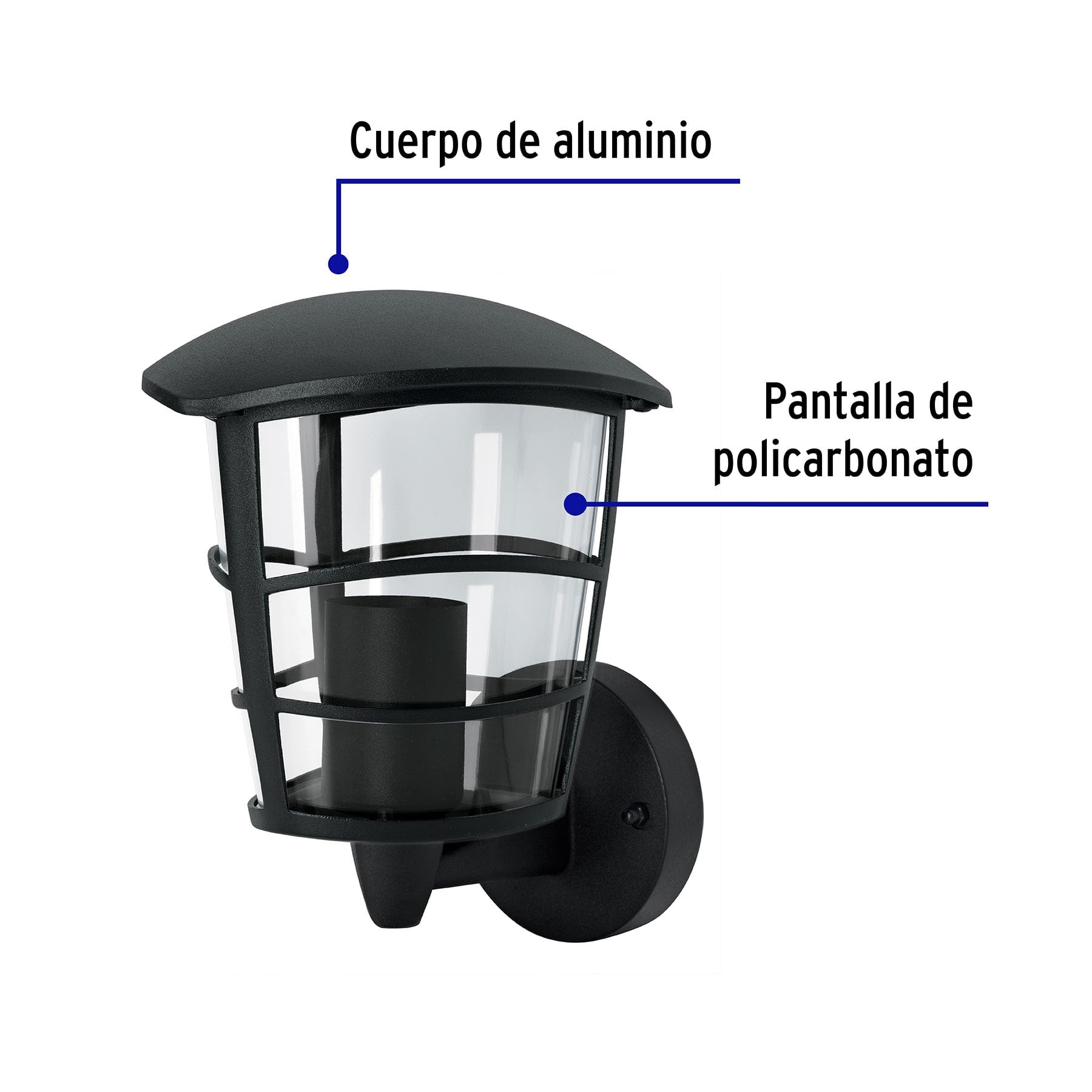 Arbotante tipo farol moderno soportado p/exteriores, negro ARB-105S 45092 MM0