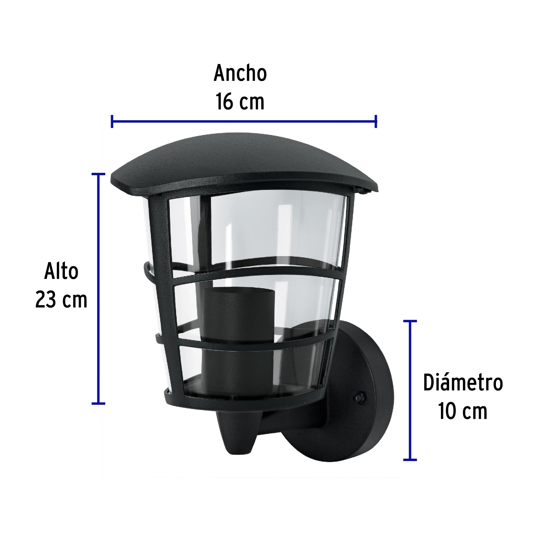 Arbotante tipo farol moderno soportado p/exteriores, negro ARB-105S 45092 MM0