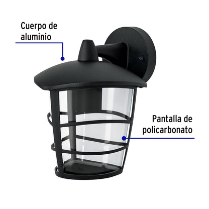 Arbotante tipo farol moderno suspendido p/exteriores, negro ARB-107S 45093 MM0