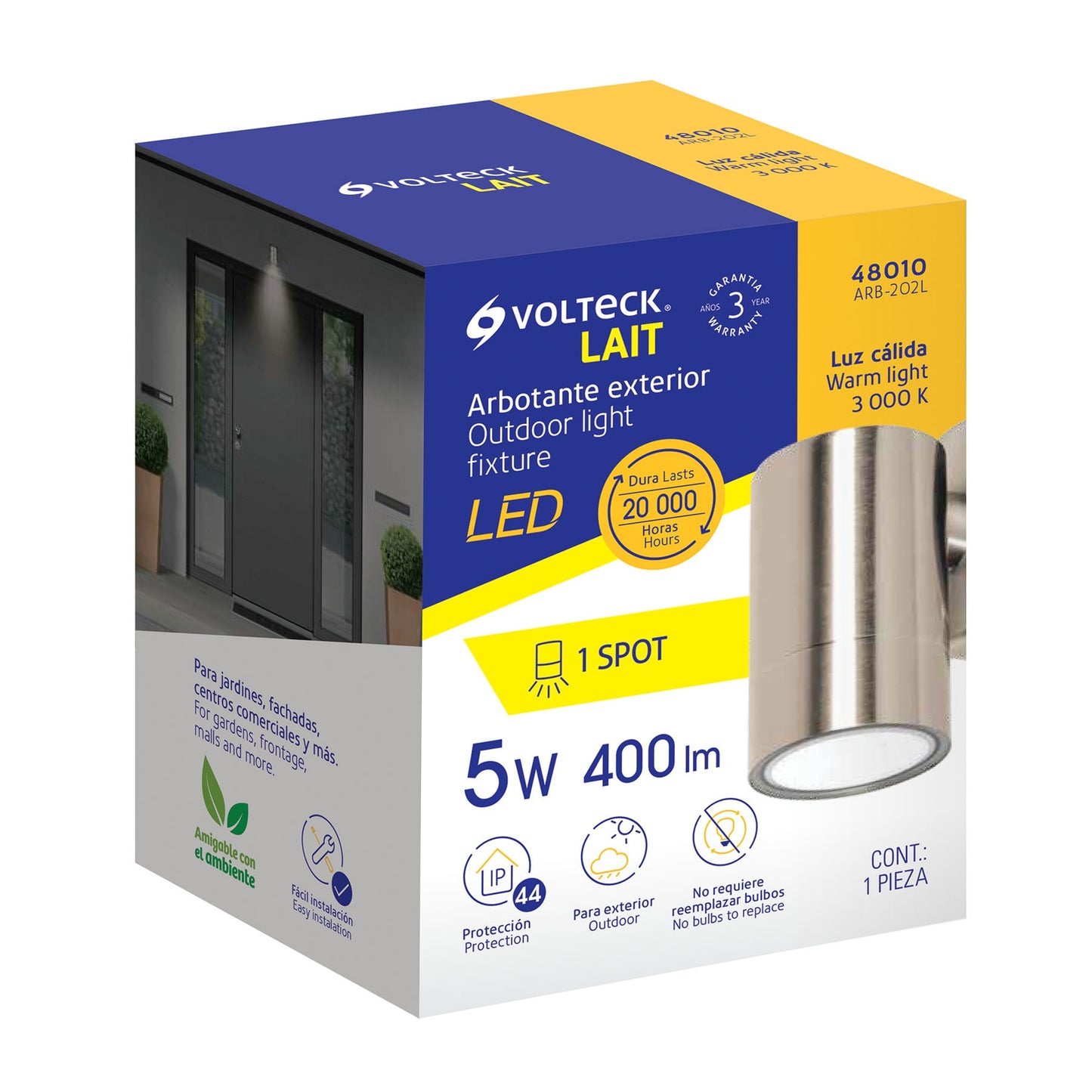 Arbotante satín de LED 5 W de acento 1 spot luz cálida ARB-202L 48010 MM0