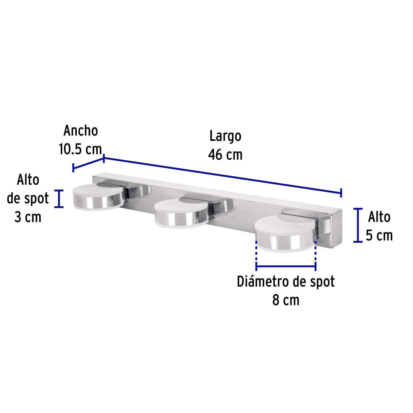 Arbotante decorativo de LED 10 W con 3 spots para baño ARB-300L 46346 MM0