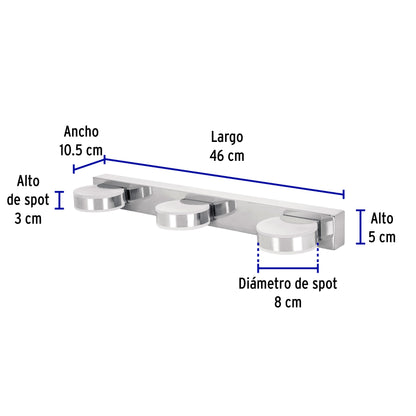 Arbotante decorativo de LED 10 W con 3 spots para baño ARB-300L 46346 MM0