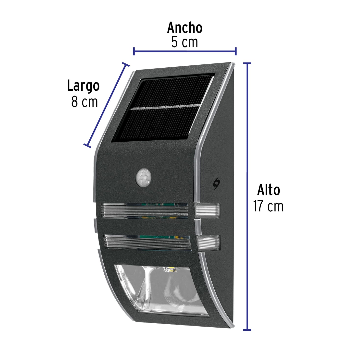 Arbotante solar LED con sensor de luz y movimiento, Volteck ARB-701L 46362 MM0