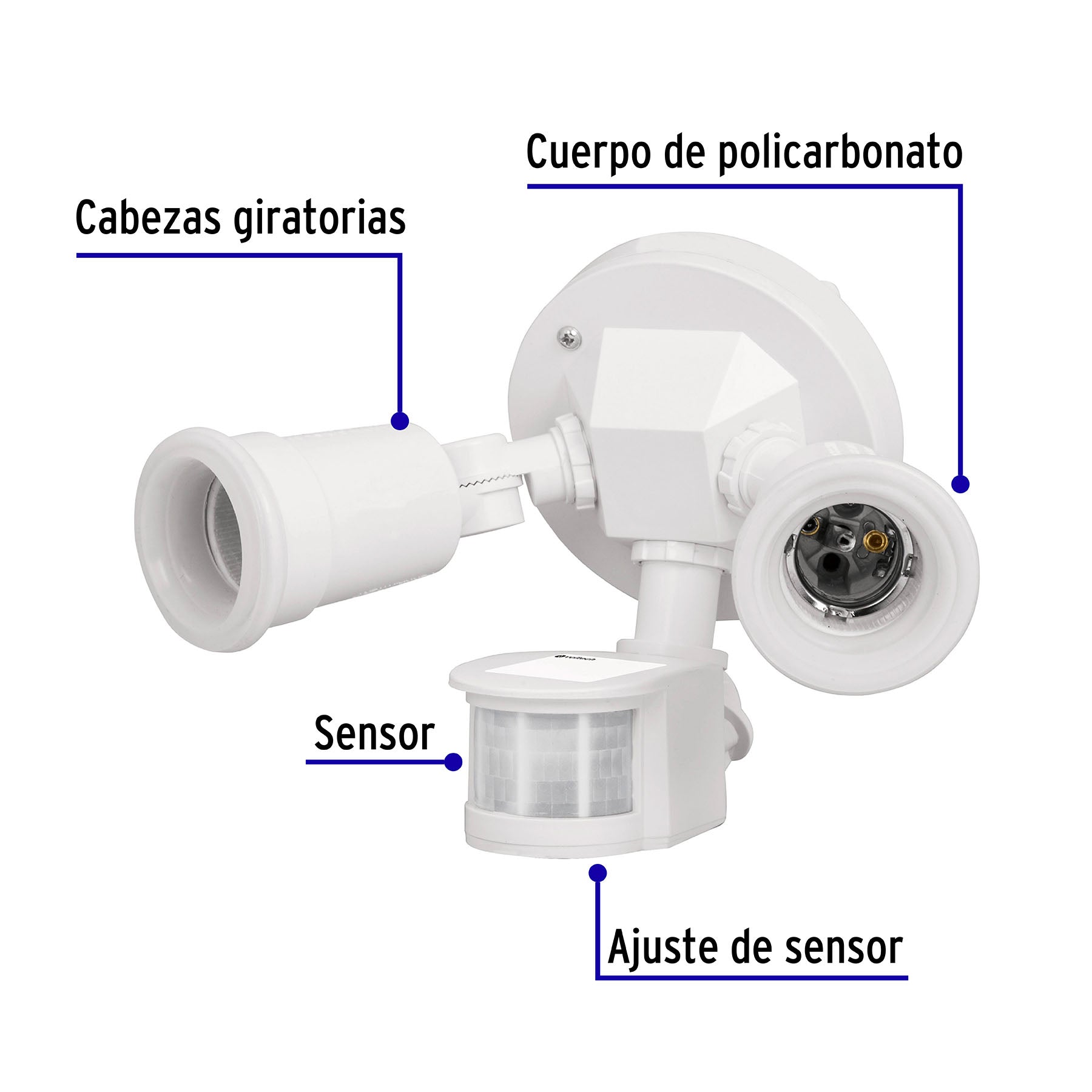 Arbotante blanco c/sensor movimiento, lámparas no incluidas ARB-901S 46480 MM0