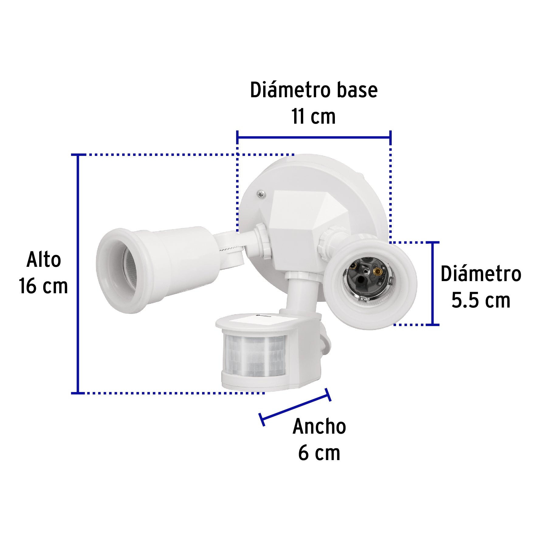 Arbotante blanco c/sensor movimiento, lámparas no incluidas ARB-901S 46480 MM0