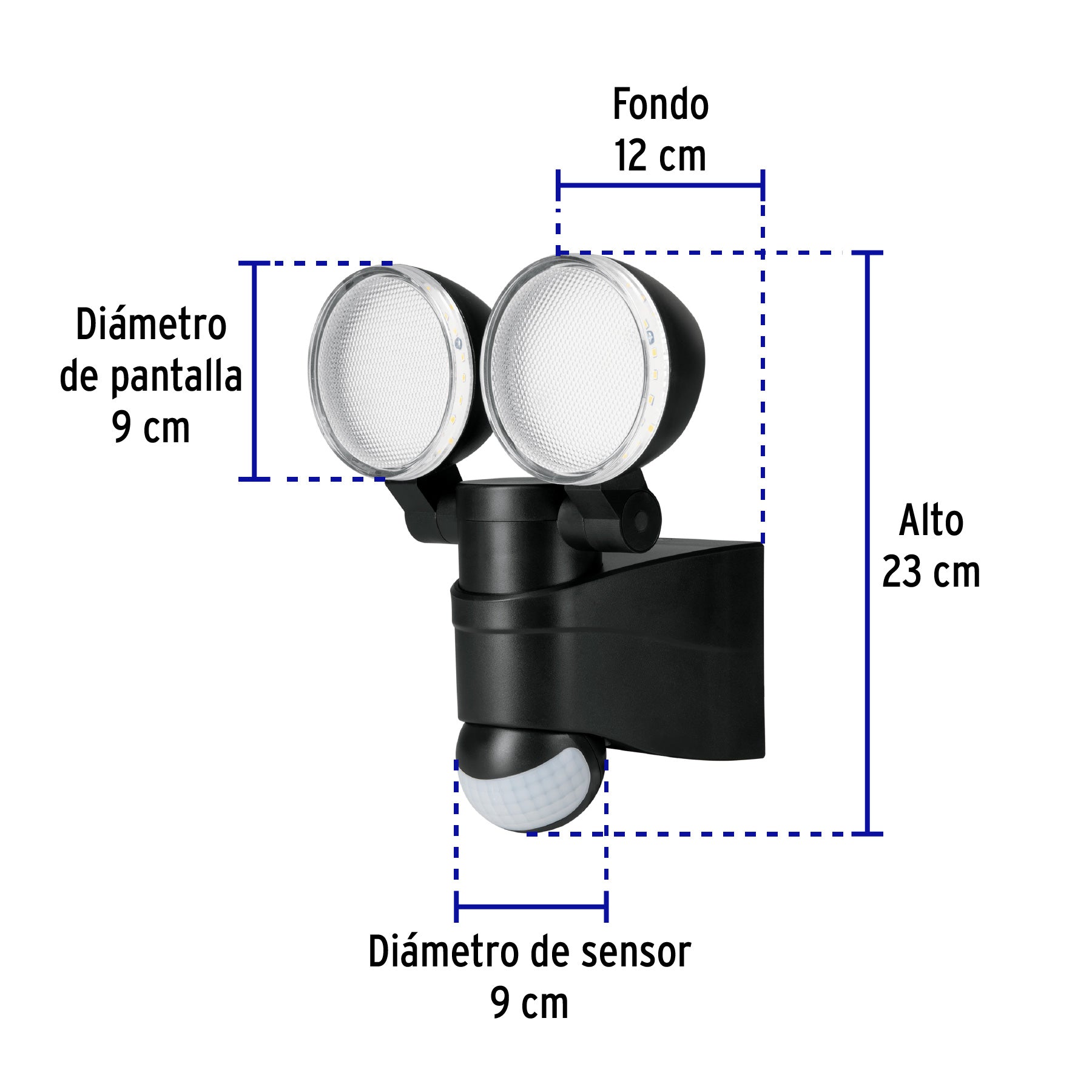 Arbotante LED 12 W negro con sensor de movimiento, Volteck ARB-902L 47338 MM0