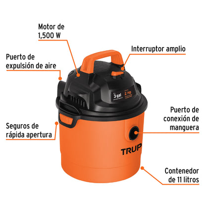 Aspiradora de sólidos y líquidos, 3 gal, plástica, Truper ASP-03 12091 MM1